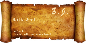 Balk Joel névjegykártya